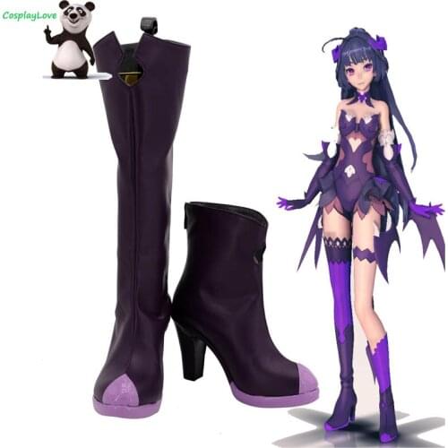 Honkai Impact 3rd Raiden Mei Dark Purple Cosplay Shoes Cosplay Long Boots Leather Custom Made For Party Christmas Halloween