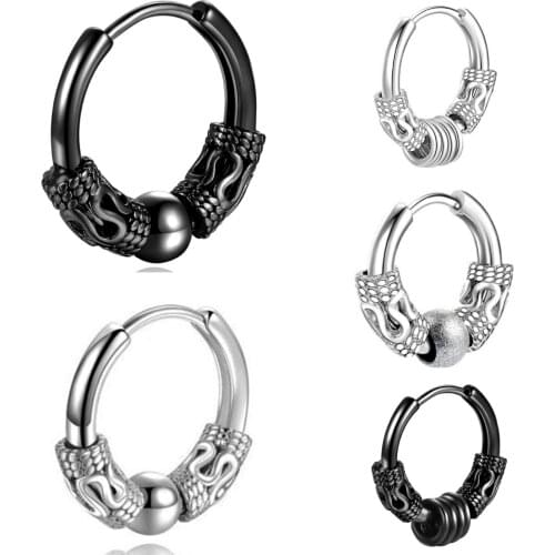 Titanium Steel Anti Allergy Earrings Personality Mens Earrings Dragon Totem Jewelry Mens and Womens Punk Hip Hop Earrings