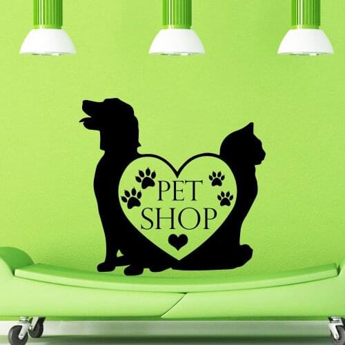 Pet Shop Vinyl Wall Decal Pet Shop Dog Cat Mural Art Wall Sticker Pet Salon Grooming Salon Window Decoration
