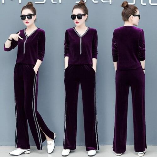 Women Sportswear Tracksuit Velvet Loose Sweatshirt+pant Running Jogger Fitness Gym Workout Casual Set Sport Suit