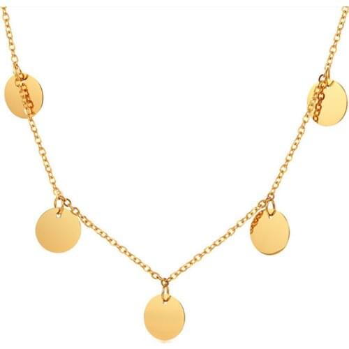 Charms choker necklace for women girls concise Rose & Gold stainless steel chain fashion jewelry accessory party