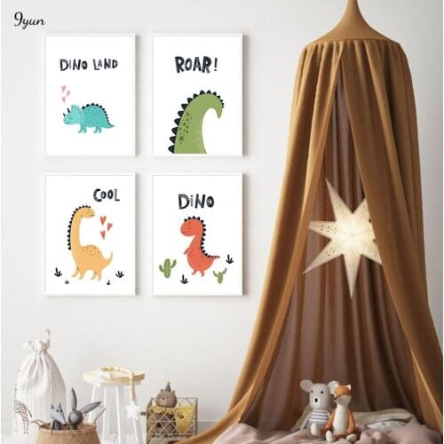 Animals Dinosaurs Poster Dino Land Roar Cool Quote Wall Art Baby Prints Canvas Painting Scandinavian Style Kids Room Decoration
