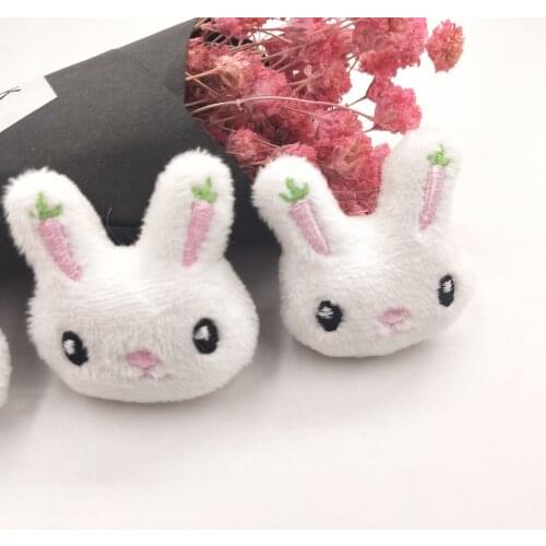 10pcs/lot 3.5*4cm Cartoon Plush Rabbit Patch Furry Carrot Rabbit Padded Appliques DIY Headwear Clothing Accessories