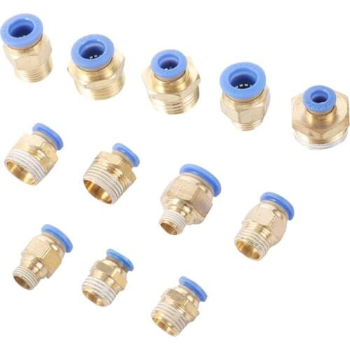 4 Pcs 6/8/10mm Interface Brass Straight Connector 1/8" 1/4" 3/8" 1/2" Male Thread Garden Water Connector Pneumatic Components