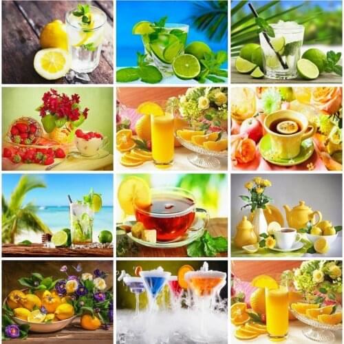 AZQSD Diamond Painting Fruit Mosaic 5d Diy Diamond Embroidery Kitchen Flower Home Decor Handmade Gift Picture Of Rhinestones