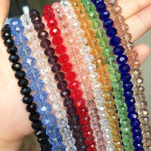 4 6 8 10 12mm Multicolors Rondelle Spacer Beads Faceted Glass Crystal Loose Beads For DIY Jewelry Making Bracelet Charms 15
