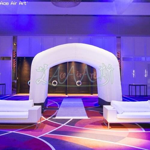 Black and white color stage tunnel inflatable entryway,illuminated arch lawn garage for sale
