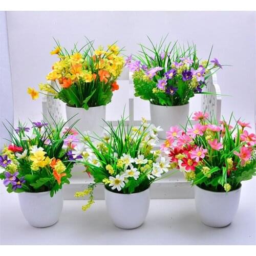 Artificial Chrysanthemum pot decorate Flowers plastic flowers Artificial Plant flowers Home Garden Mini Bonsai for home decorate