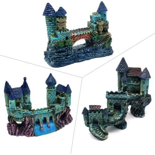 Aquarium Fish Tank Decor Retro European Style Castle Aquarium Decoration Vintage Resin Crafts Ornaments Home Decorations