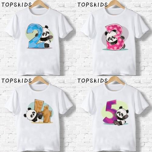 2021 Happy Birthday Panda Number 1-9 Print Kids T shirt Baby Cartoon Funny T-shirt Summer Boys Clothes Girls Present,HKP3085