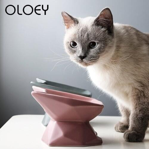 Pet Dog Feeding Drinking Bowls Ceramics Anti Skid Travel Food Water Cat Dog Bowls Dish Cat Ear Shape For Dog Cat Puppy Supplies