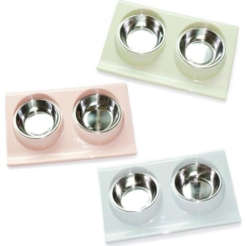 Double Bowls Pet dog cat Feeding Station Stainless Steel Water Food Bowls Feeder Solution for Dogs Cats supplies