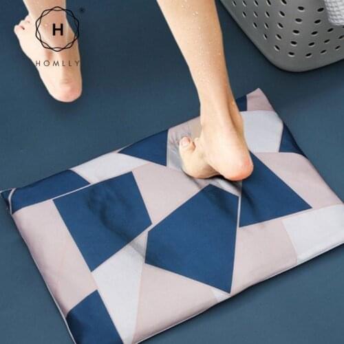 Homlly Soft Diatomite Floor Bath Mat with Washable Cover (Design)