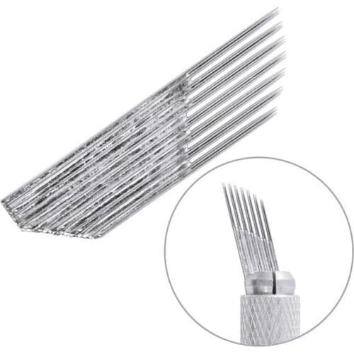 Eyebrow Microblading Needles Triple 3 Rows 21 Needles Curved Blades Disposable Fog Eyebrow Embroidery Permanent Makeup Supplies