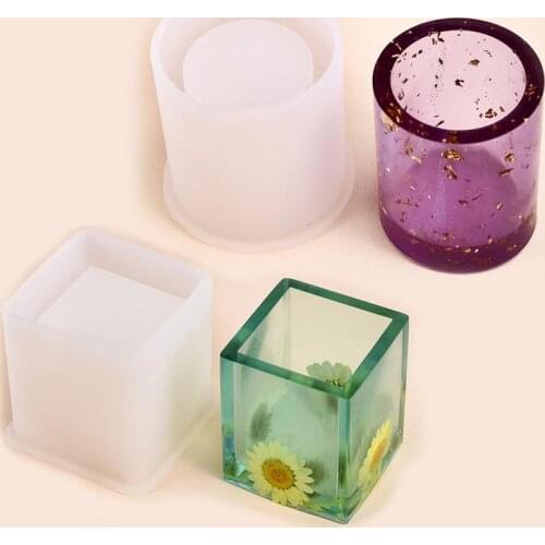 Square Round Pen Holder Silicone Mold Resin Casting Molds Brush Pot Epoxy UV Mold DIY Jewelry Storage Box Making Jewelry Tools