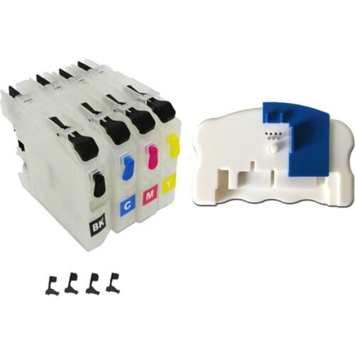 LC103 LC105 Refillable Cartridge Short Without Chips + Chip Resetter For Brother LC103 LC105 LC107 LC113 LC115 LC117 LC123