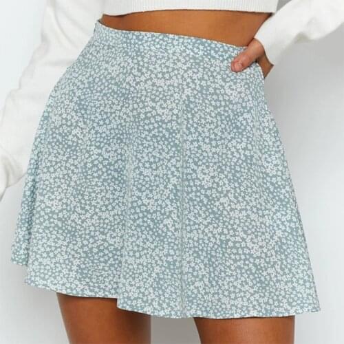 Summer Invisible Zipper Print Mini Skirt Women Boho High Waist Casual Streetwear Beach Party Fashion Small Fresh Skirts