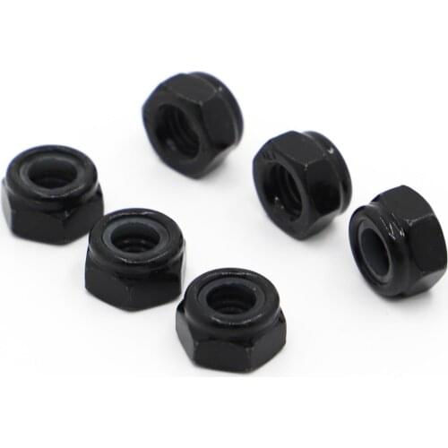 M2 M2.5 M3 M3.5 M4 M5 M6 M8 M10 M12 M16 Black Carbon Steel Nylon Insert Self-locking Hex Nuts Locknut Slip Lock Nut