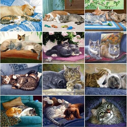 MomoArt 5D Diamond Mosaic Cat New Arrival Diamond Painting Animal Cross Stitch Embroidery Picture Of Rhinestones Decor For Home