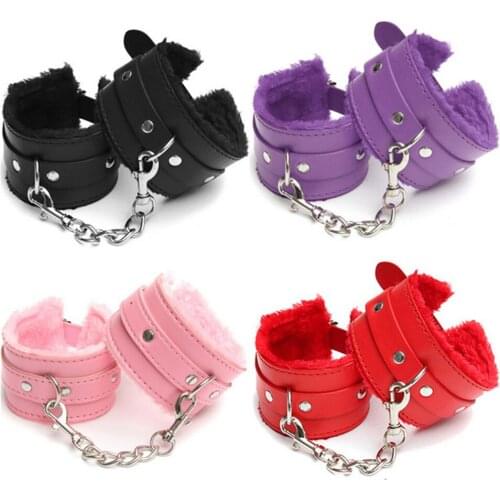 Exotic Accessories Adjustable PU Leather Plush Hand Cuffs Ankle Handcuffs For Sex Bdsm Toys Restraints Sex Bondage Adult Games