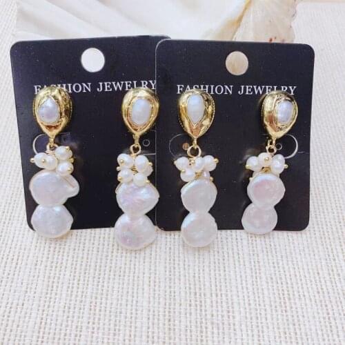 Natural Fresh Water Baroque Pearl Earrings For Women Handmade Dangle Earrings Luxury Handmade Fine Jewelry Wholesale 3Pairs