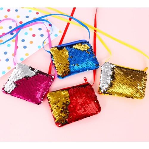 New Fashion Baby Kids Girls Sequin Coin Purse Change Wallet Kids Pouch Glitter Clutch Bags Satchel