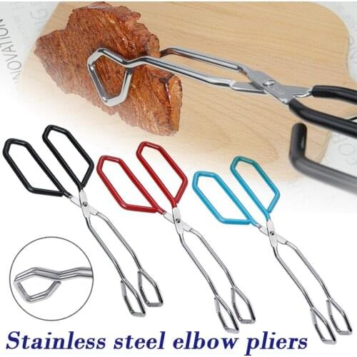 Scissor Tongs Stainless Steel Food Tongs With Wrap Handle Angled Bread Clamp For Bbq Grilling Cake 11inch Utensílios De Cozinha