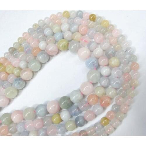 Wholesale natural stone beads colorful morganite stone round loose beads for jewelry making 15inche/strand diy bracelet necklace