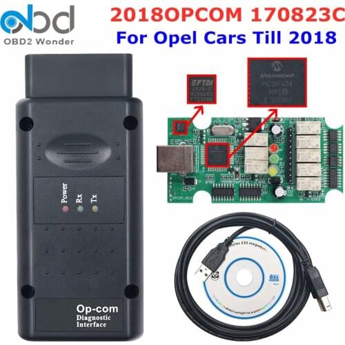 Professional 2018 OPCOM 1.95 170823c Car Diagnostic Tool For Opel OP COM 2018 Real pic18F458 FTDI FT232RQ Flash Firmware Update