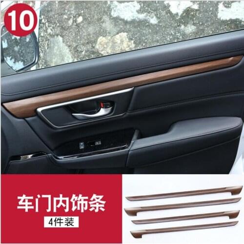 Luxury Wood Chrome For Honda CRV 2017 Car Inside Door Panel Strip Cover Door Inner Edge Sticker Trims Car Styling Accessories