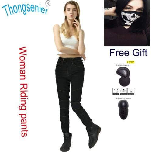 POPULAR MOTO pants Motorbike Jeans for Womens stretch Silver blue and black pants with FOUR protector Armor Knee