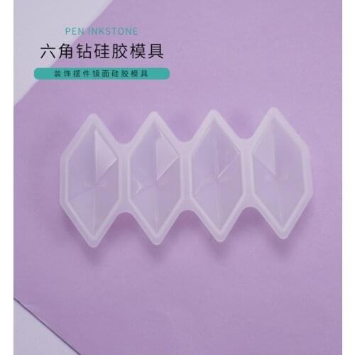 Resin DIY Crystal Epoxy Mould Four Silicon Hexagon Diamond Ornaments Pendant Mirror Silicone Mould
