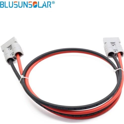 50A 600V double hole battery connector with 2 meter 4mm2 cable wire Red and Black for portable battery for folding solar panel