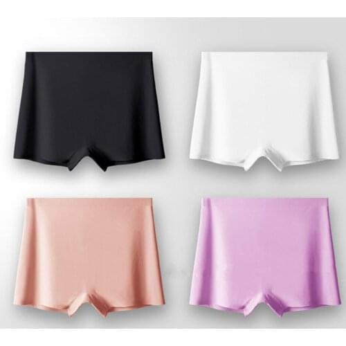 Womens Summer Safety Short Panties Ice Silk Underpant Seamless breathable Ladies under skirt Pants Girl Boxer Briefs 3pcs