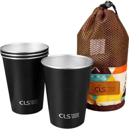 Outdoors Stainless Steel Cup Tumbler Set Cold Drink Cups Good For Drinking Beer Water & Soft Drinks Comes With Mesh Carry Bag