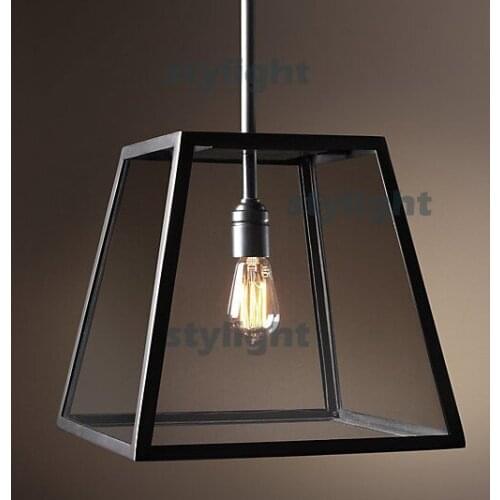 Vintage Pendant Lamp FILAMENT PENDANT Edison Bulb Glass Box Loft lights