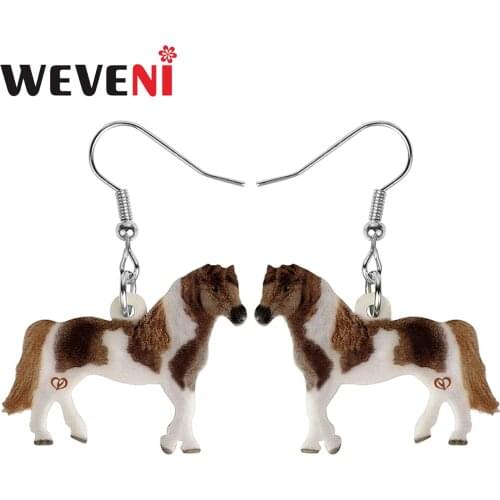 WEVENI Acrylic Standing Cute Horse Earrings Long Aesthetic Animal Dangle Drop Jewelry For Women Girls Kids Classic Birthday Gift