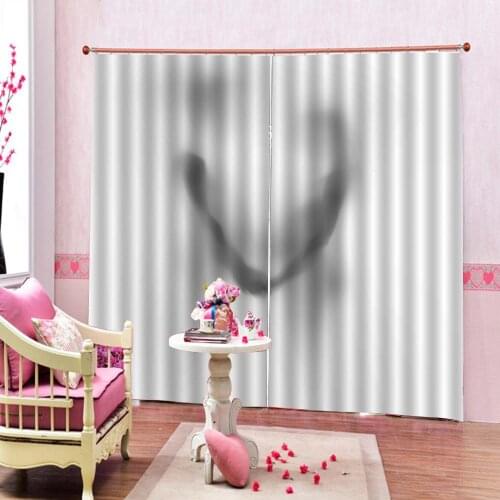 Women and Men Lover shadow Curtain For Living room Bedroom Blackout Polyester Fabric White Window Drapes Sets Custom any size