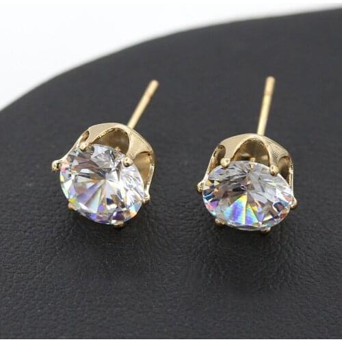 Luxury Crown Brand Design New Hot Fashion Big Crystal Zircon Trendy Stud Earrings Elegant Jewelry for Women