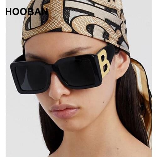 HOOBAN Fashion Oversized Sunglasses Women Classic Big Frame B Sun Glasses For Female Trendy Outdoor Eyeglasses Shades UV400