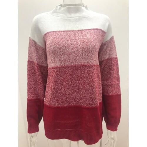 Womens Fall 2021 Newest Variegated Casual Fashion Loose Sweater