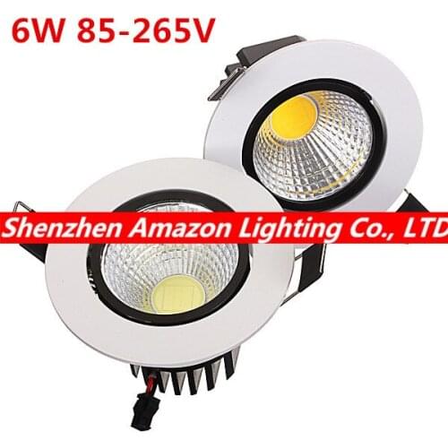 1pc CE&RoHs 6W COB LED Downlight Ceiling Down Light with driver 85-265V Warm White/Cold White indoor led light