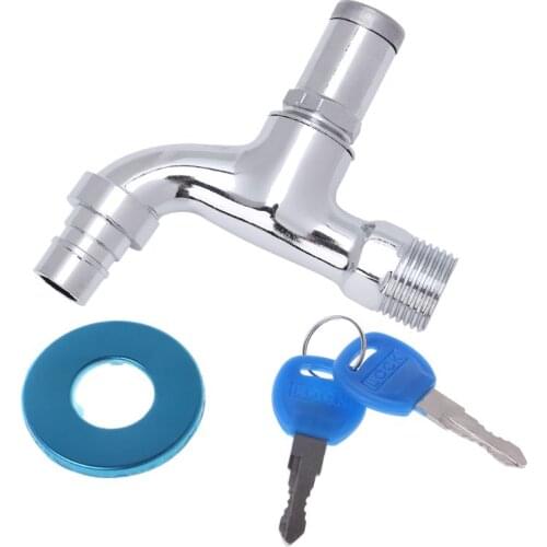 1 Pc Outdoor Anti-theft Sink Faucet With Lock Key Single Handle Lockable Household Washing Water Tap