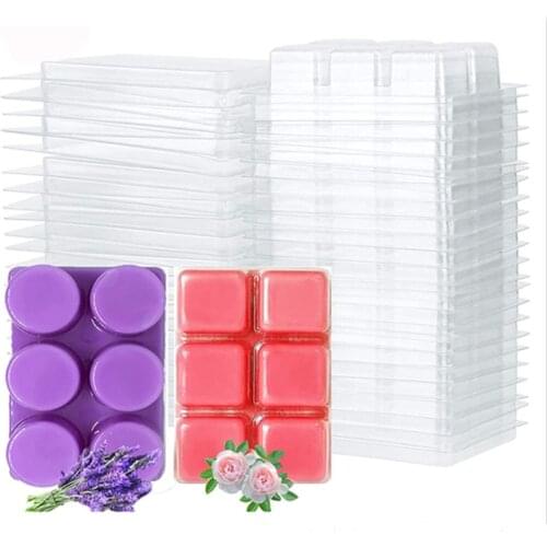 10 Packs Wax Melt Mold, Wax Melt Clamshells Molds Square, 6 Cavity Clear Plastic Cube Tray For Candle-making & Soap