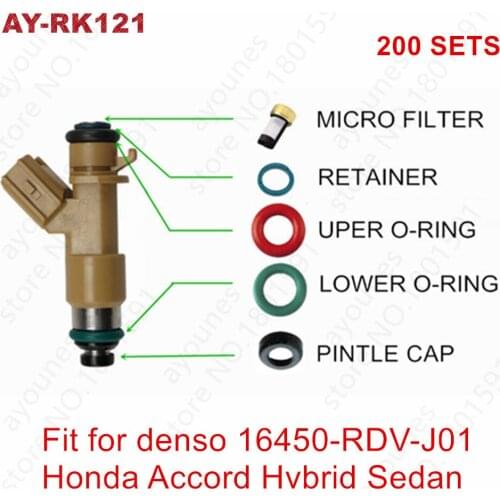 200kits For Part#16450-RDV-J01 For Honda Acura RDX RSX Accord Hybrid Fuel injector repair kits (AY-RK121)