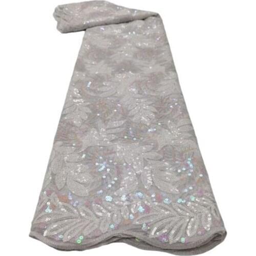 2021 Green Sequins African Lace Fabric White Nigerian Tulle Lace Fabrics Sequins French Mesh Sequins Fabrics For Party Dress