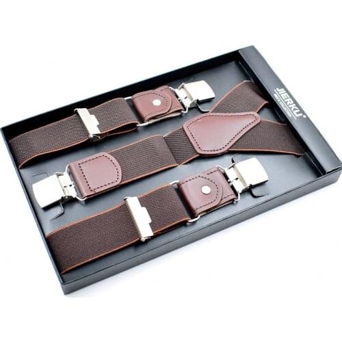 3.5*125cm Mens Suspenders leather alloy 3 clips Braces Male Vintage Casual suspensorio Trousers Strap Tirantes Hombre With box