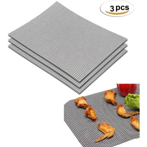 3pcs BBQ Grill Mesh Mat set Nonstick Glass Fiber Barbecue Grill Sheet Liners Grilling Mats Mesh Net Outdoor Camping Picnics Tool