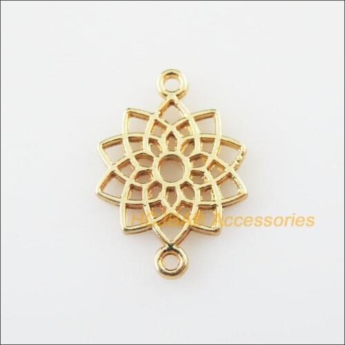 40 New Lotus Flower Charms KC Gold Color Connectors Pendants 14x20mm