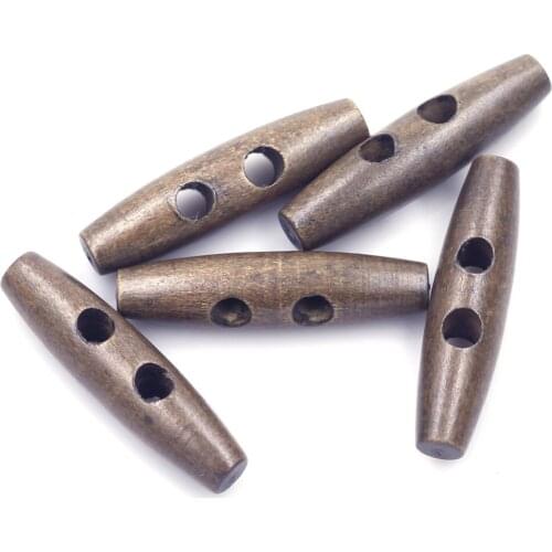 50PCS Dark Brown Wood Sewing Toggle Buttons 2 Holes 50x13mm DIY Crafts Scrapbooking Coat Clothes Gift Decor Knitting Accessories